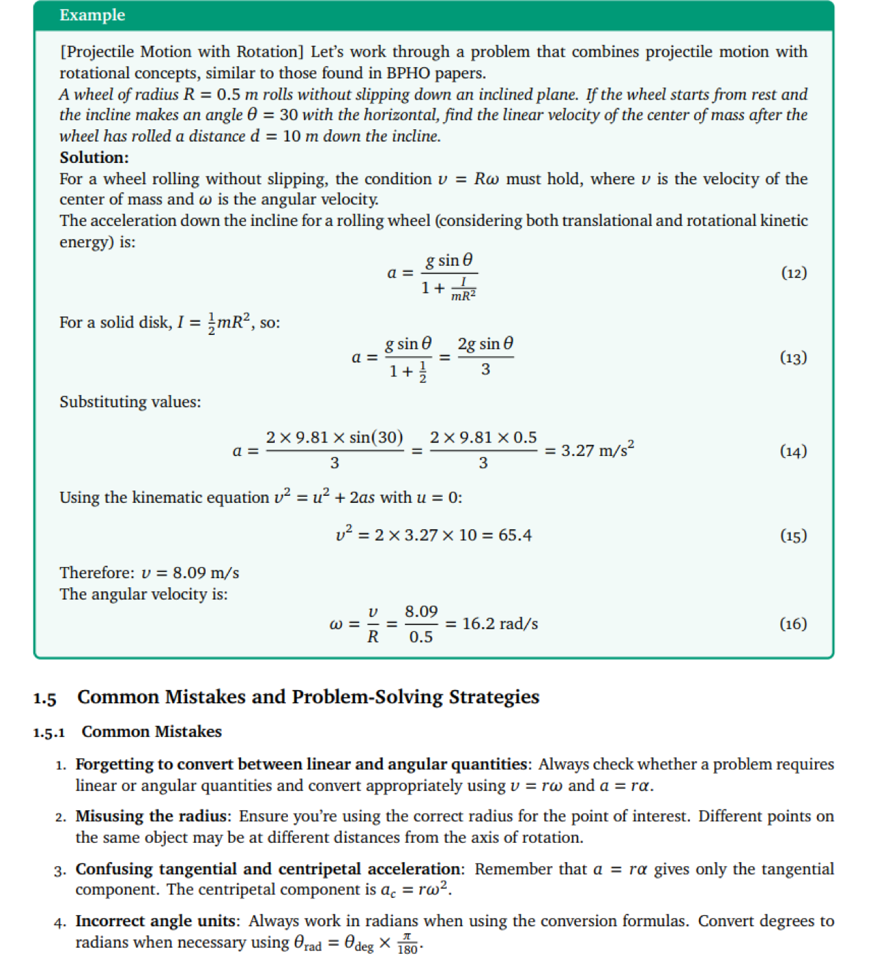 Worked examples and explanations