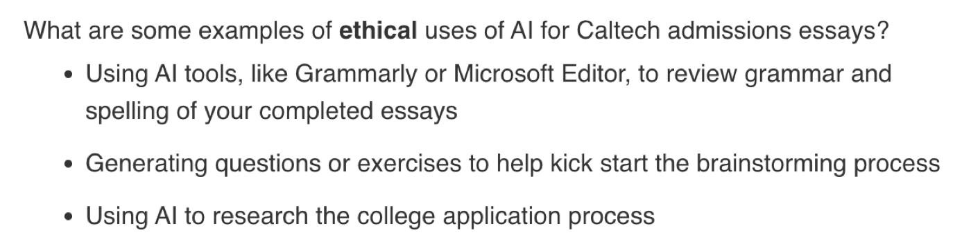 Caltech permitted uses