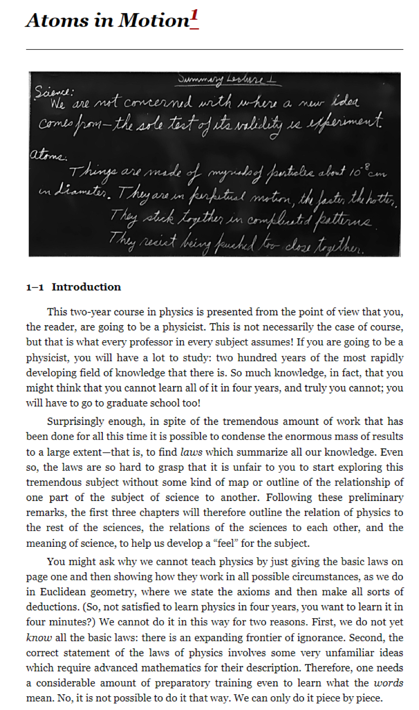 Feynman Lectures page on Caltech