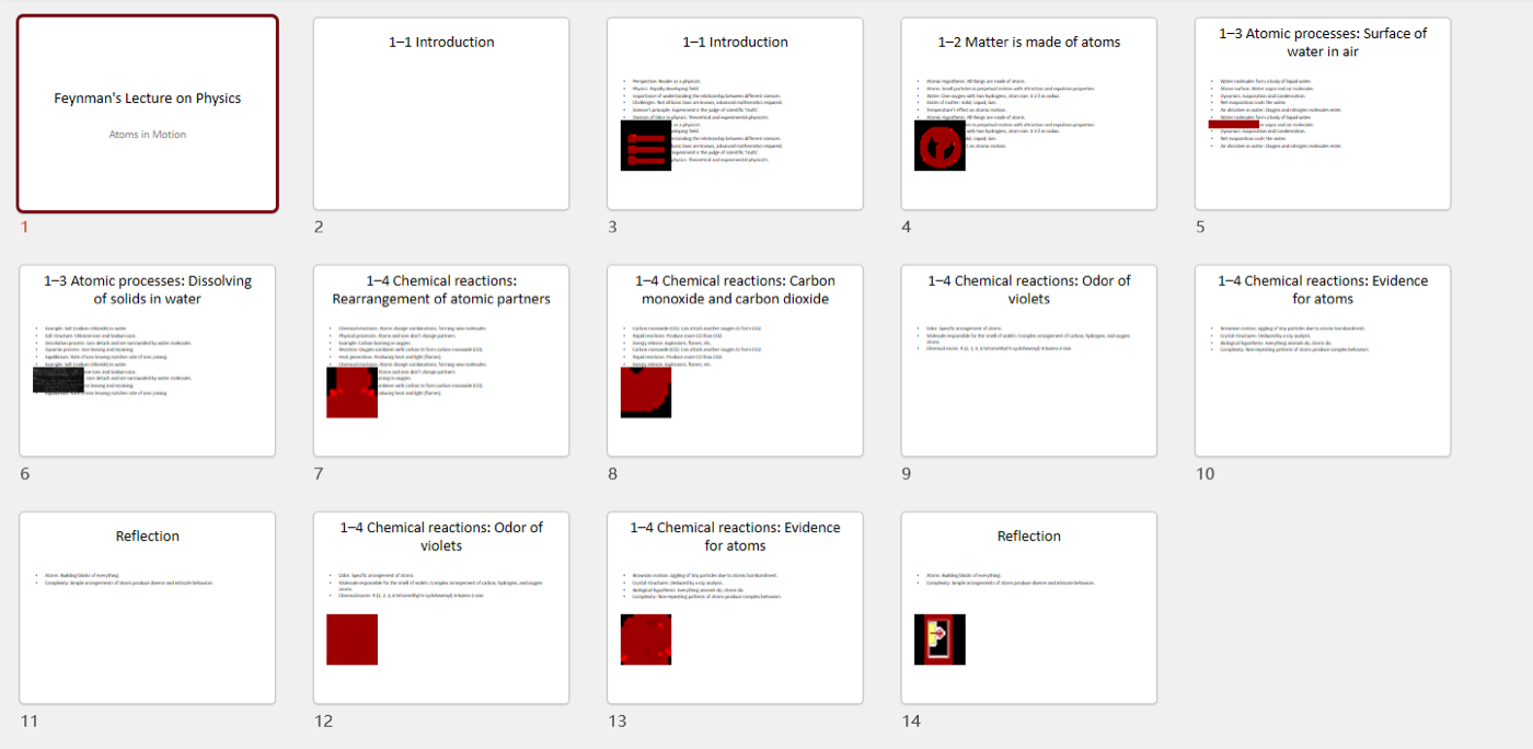 Generated slide output — icons instead of content images