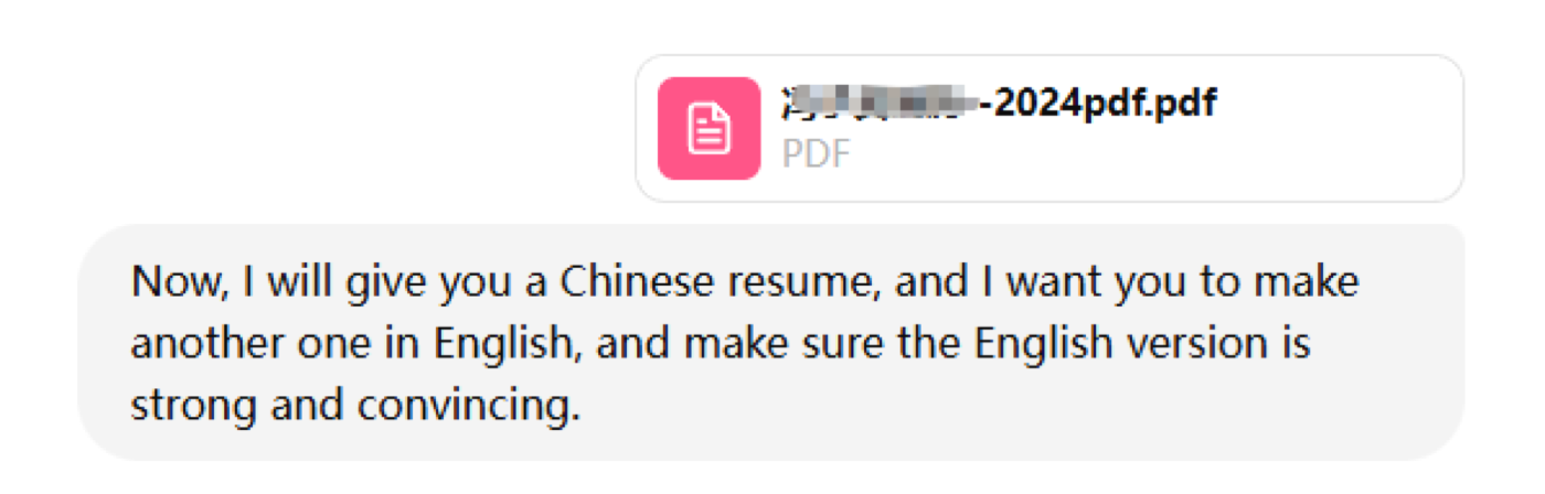 Uploading Chinese CV information