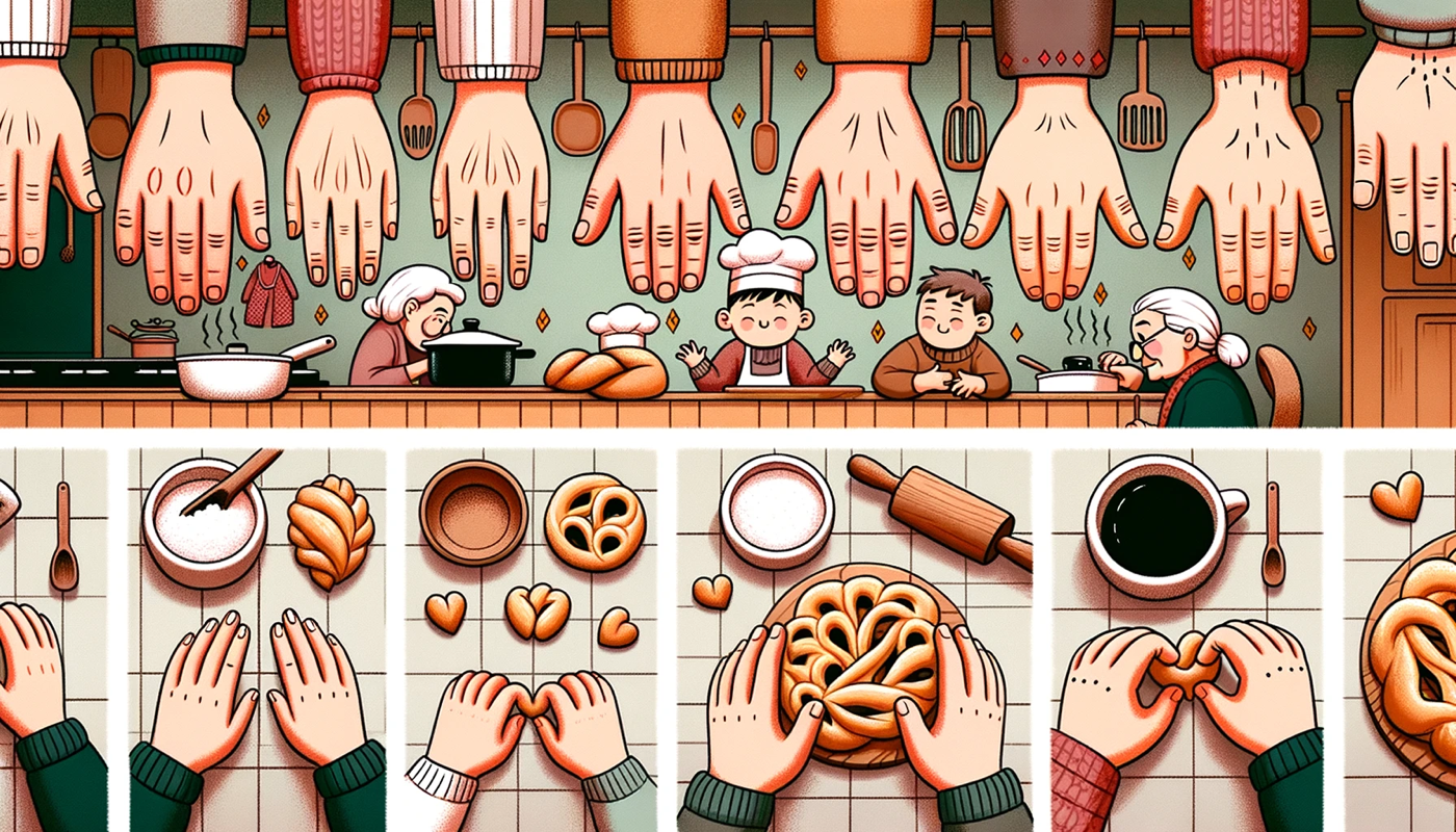 DALL-E 3 illustration for paragraph 5: failed burek, smooth hands