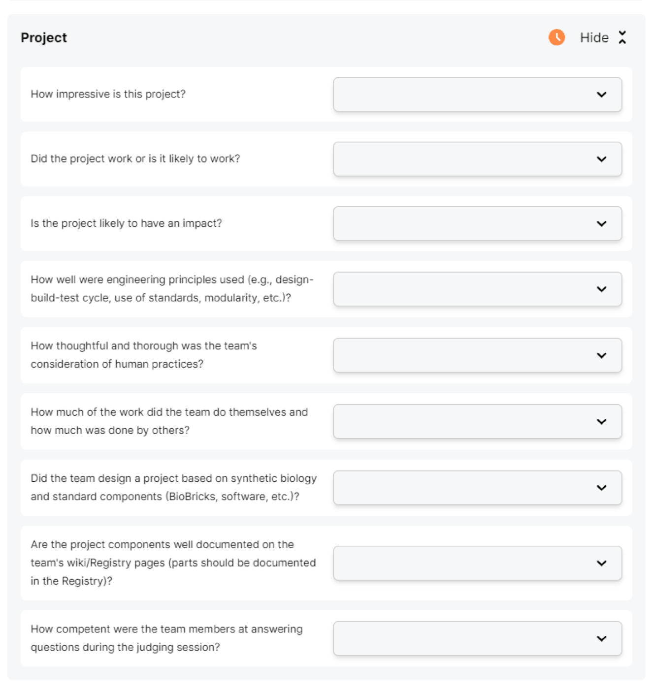 iGEM scoring interface