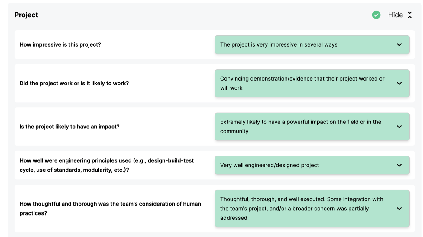 iGEM special award criteria screenshot